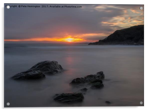 Sunset at Poldhu Cove Acrylic by Pete Hemington