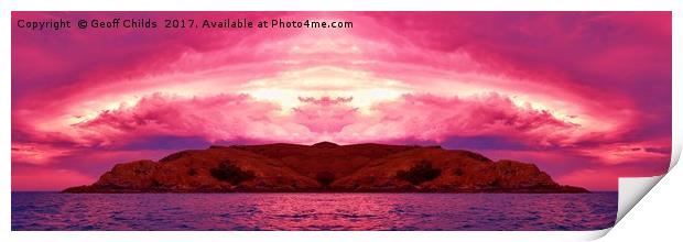 Awesome tropical island Sunset Panorama. Print by Geoff Childs