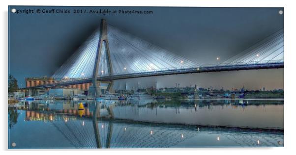   Anzac Bridge by Moonlight. Acrylic by Geoff Childs