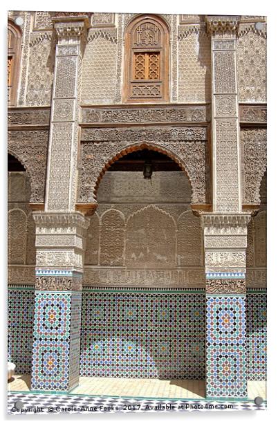 Medersa Bou Inania, Fes, Morocco Acrylic by Carole-Anne Fooks