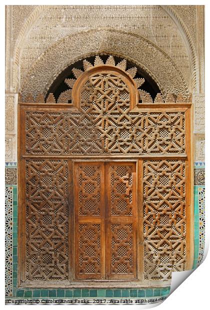 Medersa Bou Inania, Fes, Morocco Print by Carole-Anne Fooks