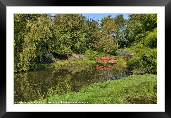 Bridge over Pond Framed Mounted Print by Philip Gough