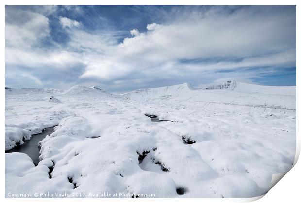 Bannau Brycheiniog Winter Panoramic. Print by Philip Veale