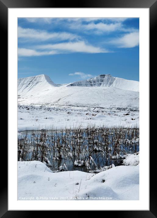 Brecon Beacons Peaks in Winter. Framed Mounted Print by Philip Veale