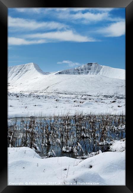 Brecon Beacons Peaks in Winter. Framed Print by Philip Veale