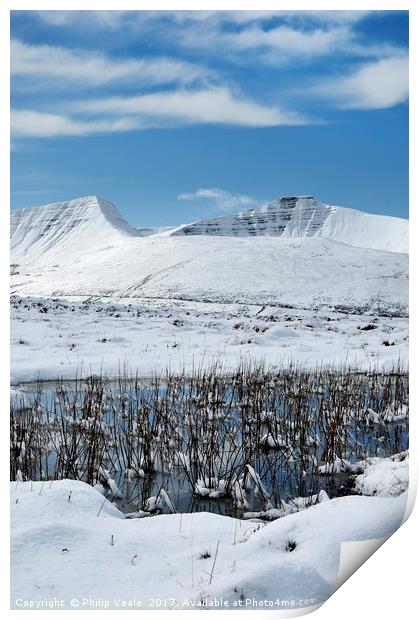 Brecon Beacons Peaks in Winter. Print by Philip Veale