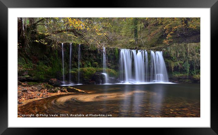 Sgwd Ddwli in Autumn Flow. Framed Mounted Print by Philip Veale