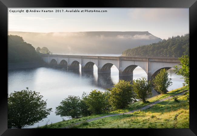 Ashopton viaduct, Ladybower reservoir Framed Print by Andrew Kearton