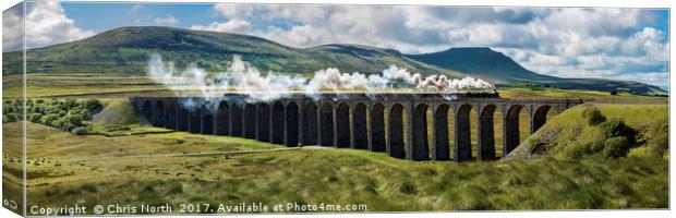 Ribblehead viaduct and the Waverley Steam train. Canvas Print by Chris North