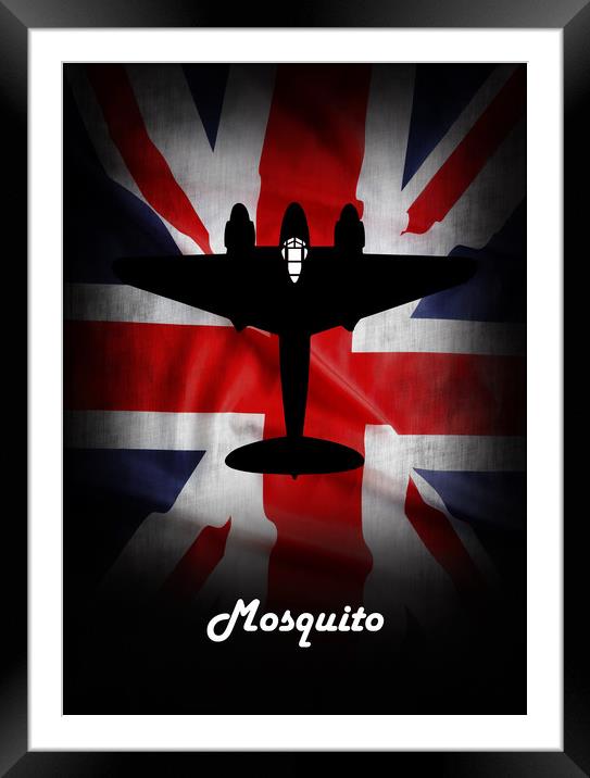 de havilland Mosquito Union Jack Framed Mounted Print by J Biggadike