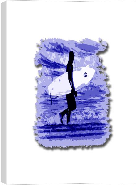 Surfer Silhouette in Blue Canvas Print by graham young