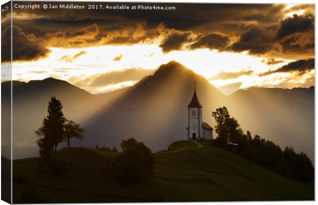 Jamnik church of Saints Primus and Felician Canvas Print by Ian Middleton