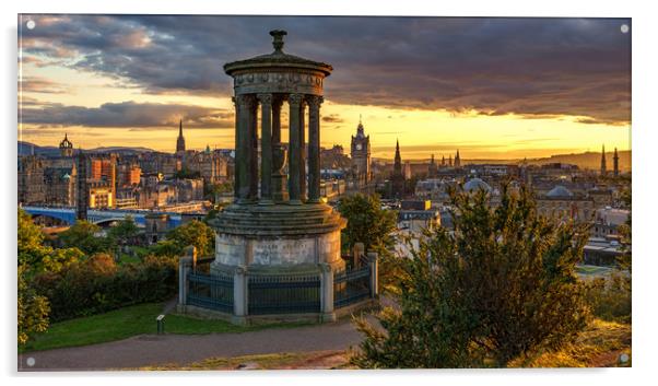 Sunset over the City of Edinburgh Acrylic by Miles Gray