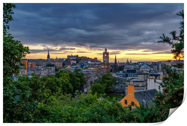 Edinburgh skyline at Dusk Print by Miles Gray