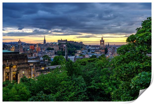 Edinburgh skyline at Twilight Print by Miles Gray