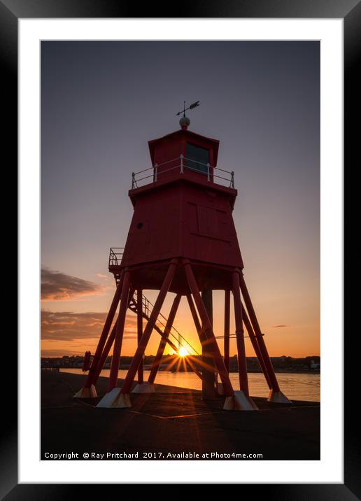 Herd Lighthouse at Sunset Framed Mounted Print by Ray Pritchard