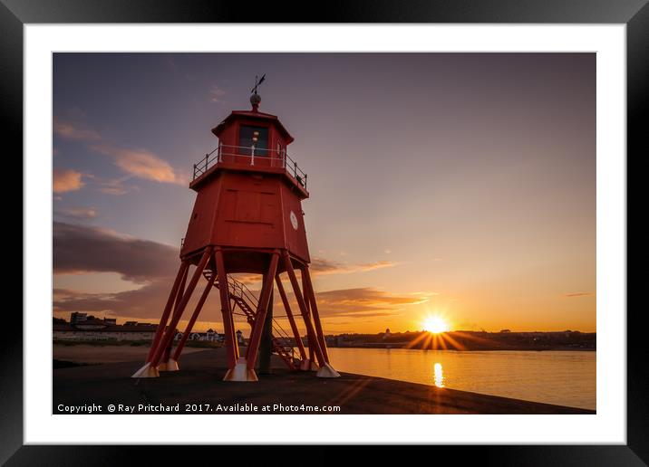 Herd Groyne Lighthouse Framed Mounted Print by Ray Pritchard