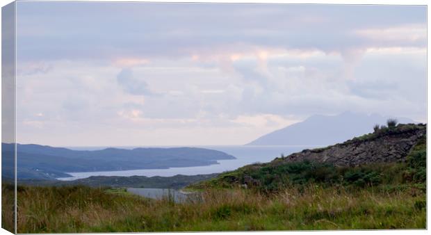 View towards the Isle Of Rum and Loch Eishort  Canvas Print by Maarten D'Haese