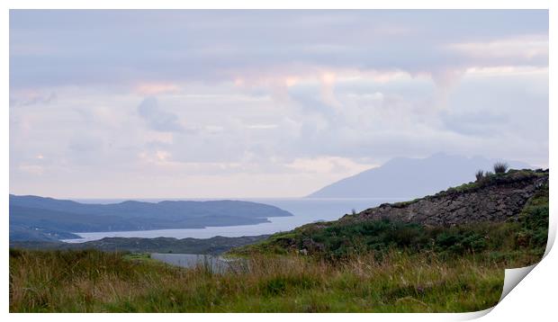 View towards the Isle Of Rum and Loch Eishort  Print by Maarten D'Haese