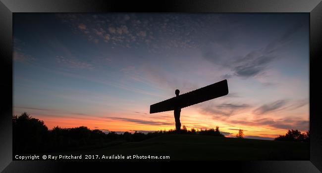 Angel of the North at Sunset Framed Print by Ray Pritchard