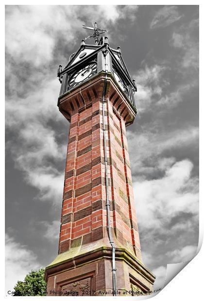 Clock Tower, Queens Park, Crewe. Print by Ian Philip Jones