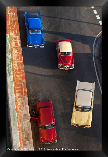 Classic  car taxi's, Havana Cuba Framed Print by Chris North