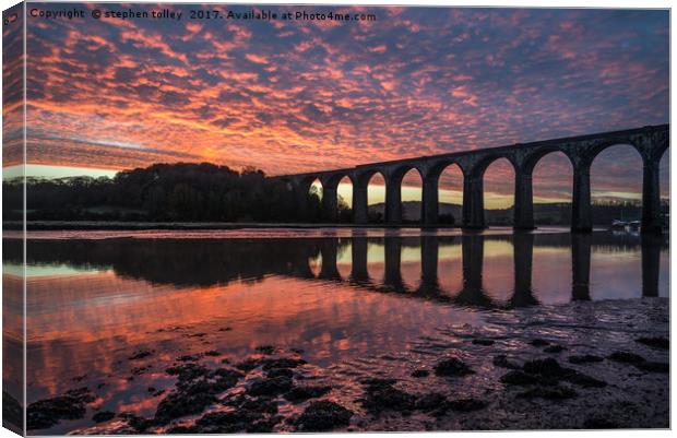 St Germans viaduct at sunrise Canvas Print by stephen tolley