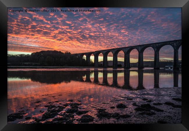 St Germans viaduct at sunrise Framed Print by stephen tolley