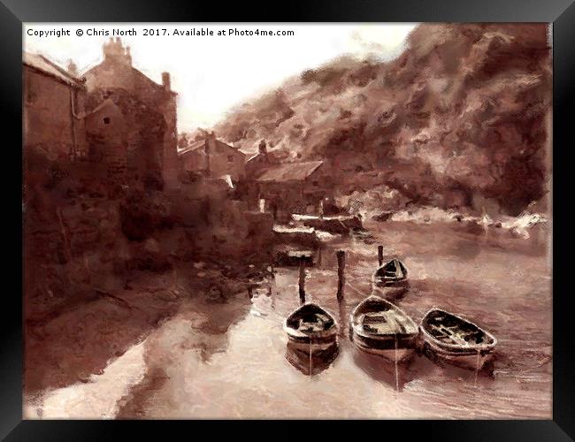 Staithes Harbour at flood tide. Framed Print by Chris North