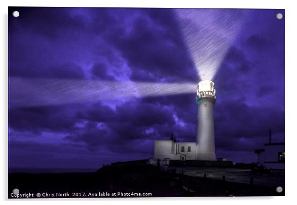 Flambrough Head Lighthouse, a dark and stormy nigh Acrylic by Chris North