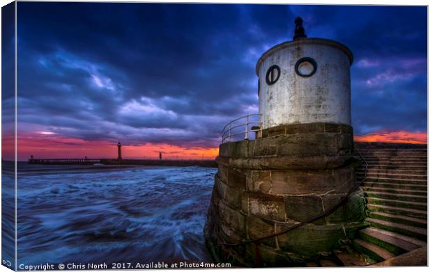 Sunrise over Whitby  North Pier Canvas Print by Chris North