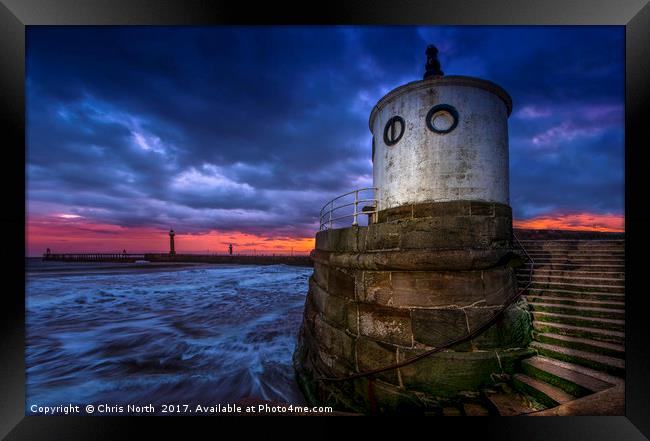 Sunrise over Whitby  North Pier Framed Print by Chris North