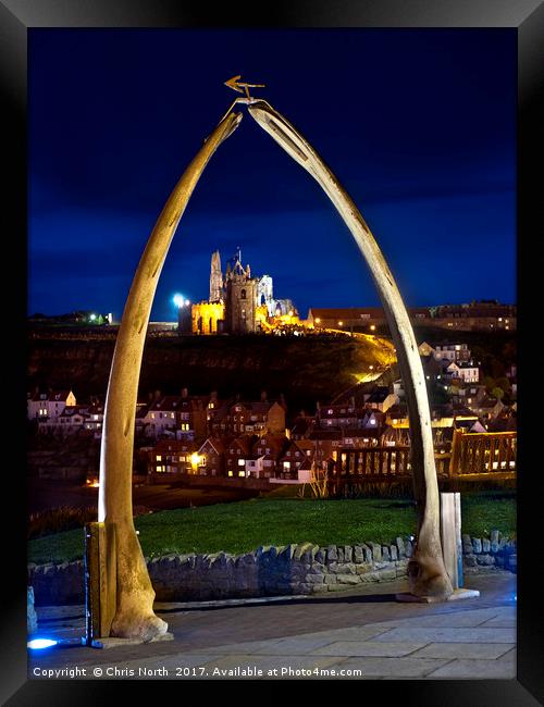 Whitby jawbone arch at twilight. Framed Print by Chris North