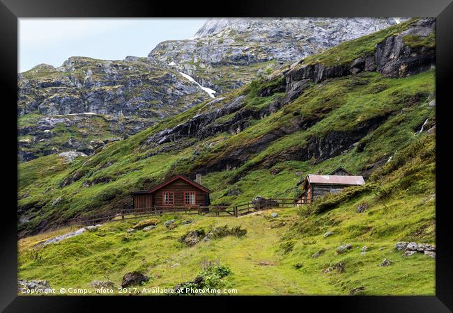wooden house in nature area Jostedalsbreen Framed Print by Chris Willemsen
