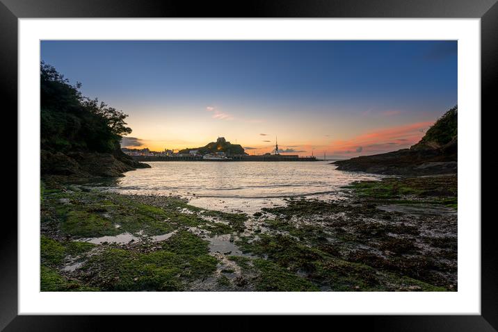Sunset over the tourist town of Ilfracombe in Devo Framed Mounted Print by Steve Heap
