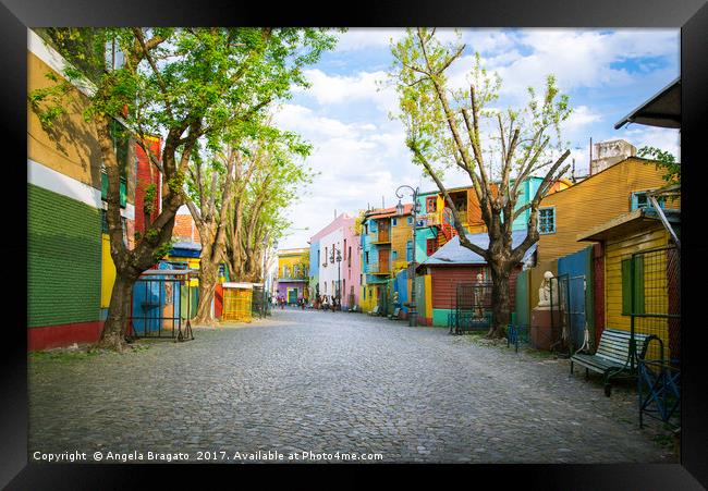 The colourful "Caminito" in Buenos Aires  Framed Print by Angela Bragato