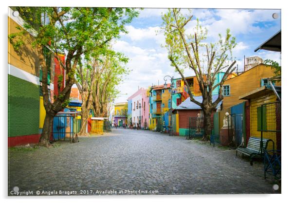 The colourful "Caminito" in Buenos Aires  Acrylic by Angela Bragato