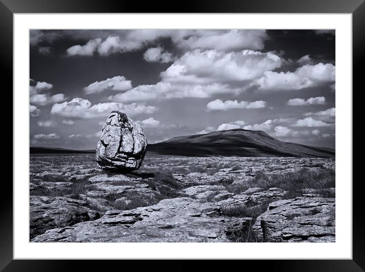 Glacial erratic facing Whernside Framed Mounted Print by David McCulloch