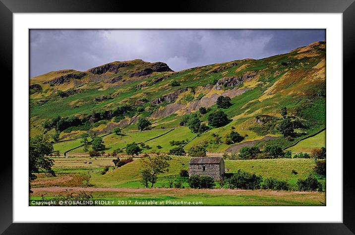 "Stone Barn beneath the mountains near Thirlmere" Framed Mounted Print by ROS RIDLEY