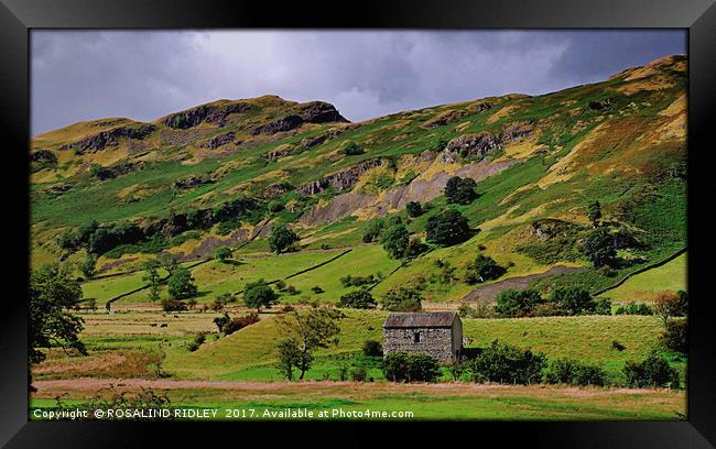 "Stone Barn beneath the mountains near Thirlmere" Framed Print by ROS RIDLEY