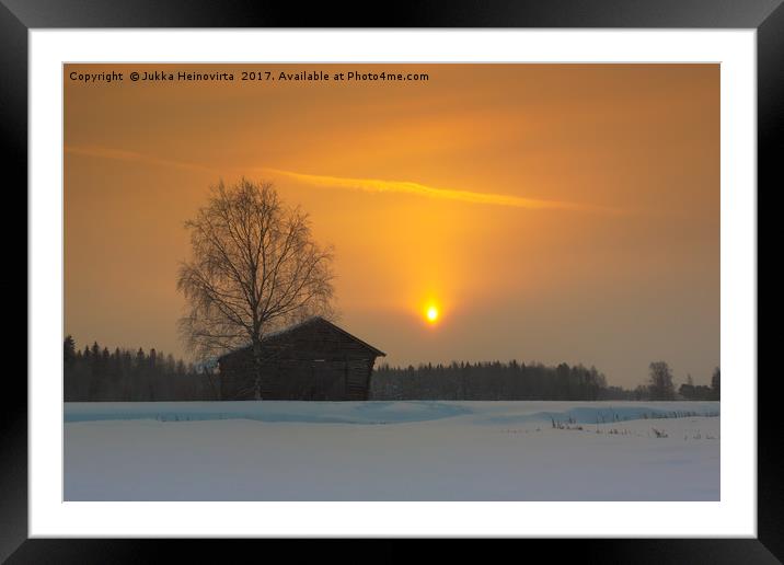 Orange Sunrise Sky Framed Mounted Print by Jukka Heinovirta