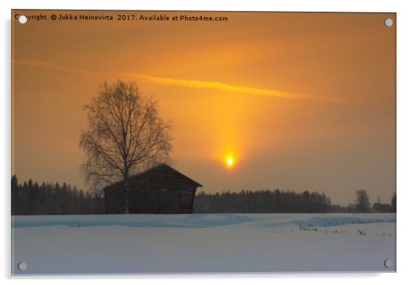 Orange Sunrise Sky Acrylic by Jukka Heinovirta
