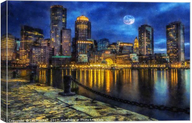 Downtown At Night Canvas Print by Ian Mitchell