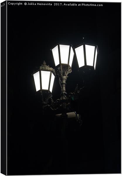 Three Lanterns In The Night Canvas Print by Jukka Heinovirta