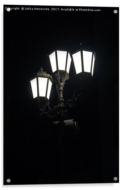 Three Lanterns In The Night Acrylic by Jukka Heinovirta