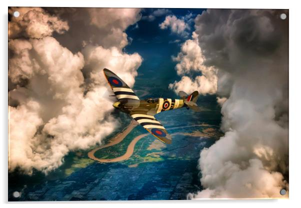 Spitfire In The Clouds Acrylic by J Biggadike