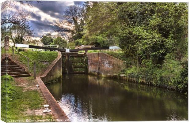 Approaching Garston Lock near Theale Canvas Print by Ian Lewis