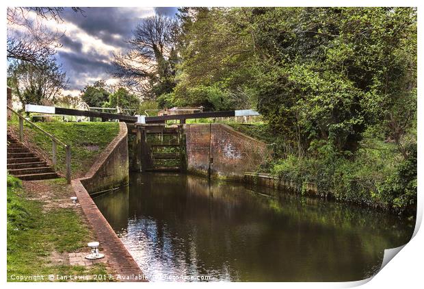Approaching Garston Lock near Theale Print by Ian Lewis