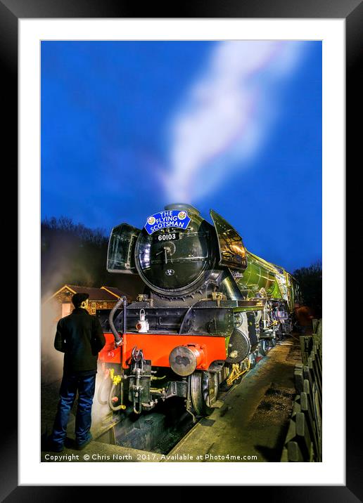Flying Scotsman, at Grosmont Station. Framed Mounted Print by Chris North