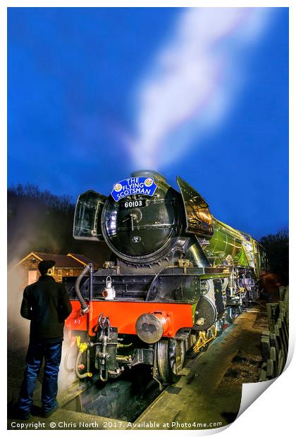 Flying Scotsman, at Grosmont Station. Print by Chris North